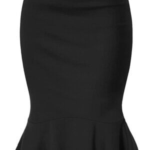 Womens Premium Nylon Ponte Stretch Office Fishtail Pencil Skirt High Waist Made